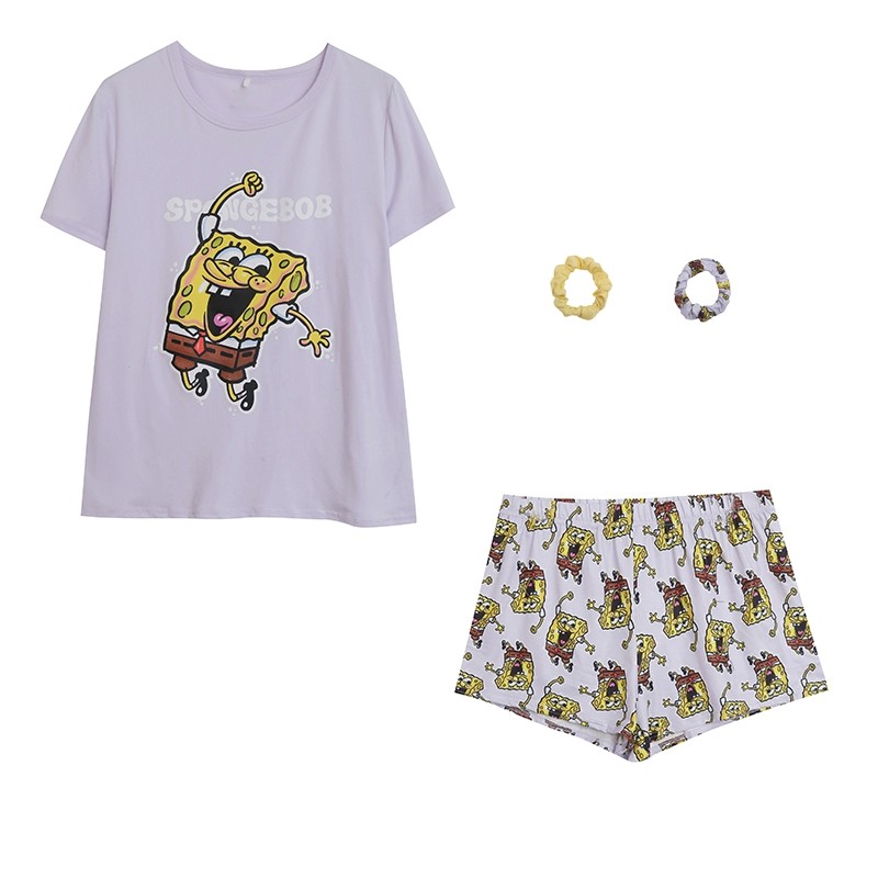Comércio exterior bonito dos desenhos animados brincalhão verão pele-amigável em torno do pescoço Loungewear terno mais 