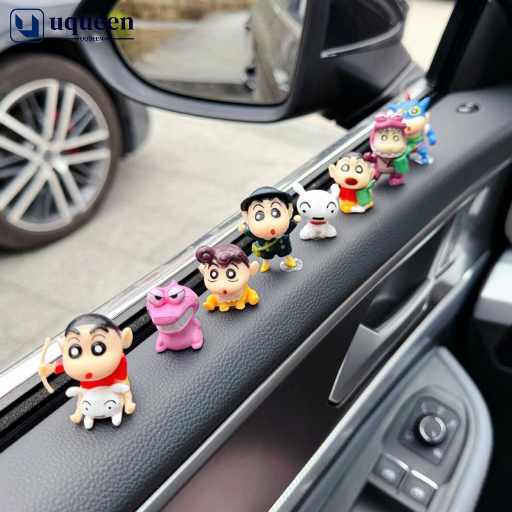 UQUEEN 8 Pçs/Set Crayon Shin-chan Engraçado Pose Figura Console Central Do Carro Painel Navegador Decoração De Tela Mode