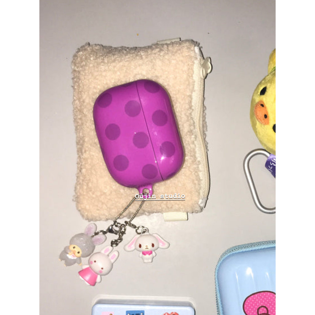 Estilo coreano ins estilo brilhante roxo bolinhas airpod1/2/3 geração pro fone de ouvido capa protetora filme importado 