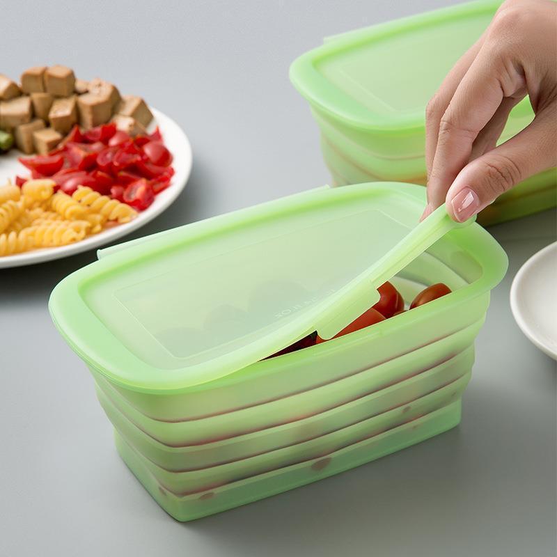 Lancheira criativa de Silicone de qualidade alimentar, retrátil, dobrável, caixa de manutenção fresca com tampa, prato d