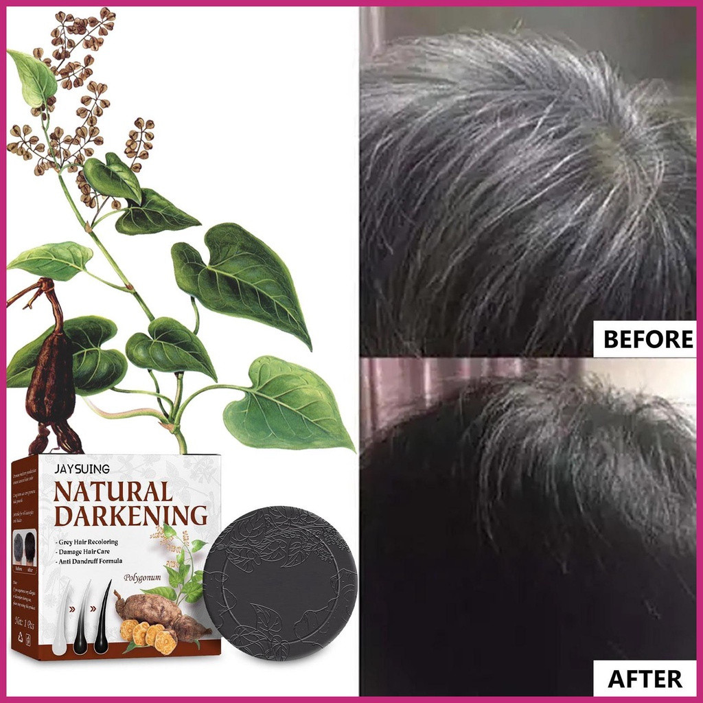 Barra de shampoo natural à base de ervas para cabelos pretos, contém extrato de Polygonum multiflorum sólido kagli3br.