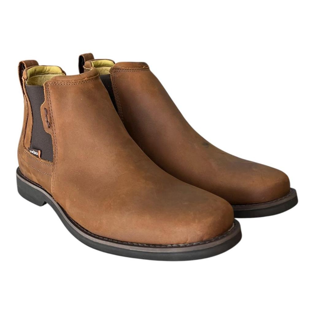 Botina Masculina Tradicional Zebu Terra Couro Legítimo Confortável Country Casual forrada para rodeio