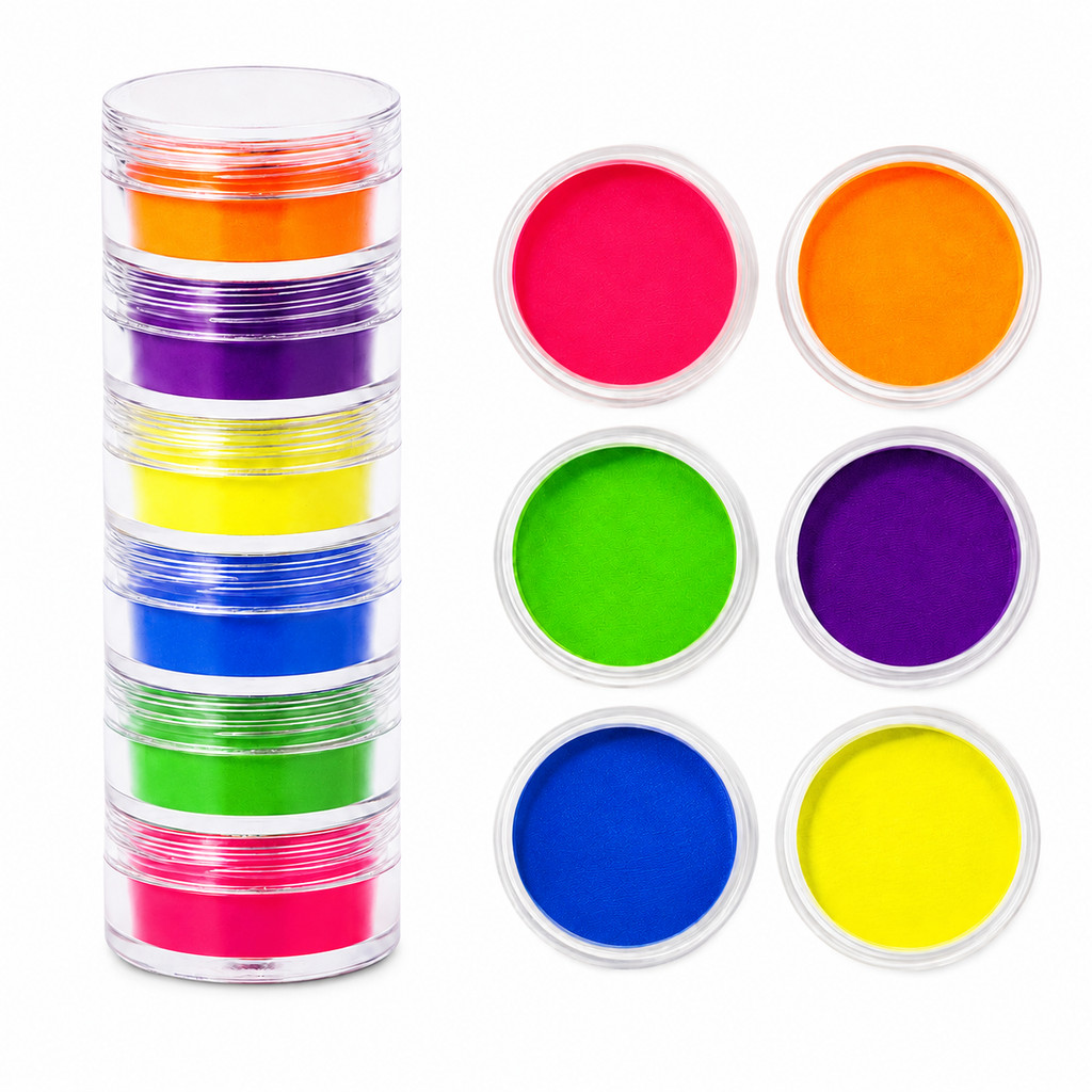 Kit Pigmento Neon Em Pó Fluorescente 6 Cores Glow UV Maquiagem Artística E Unhas para Copa 2026