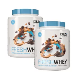 Kit 2 Fresh Whey Dux Sabor Chocolate e Pasta de Amendoim com 20g Proteína Pote 450g