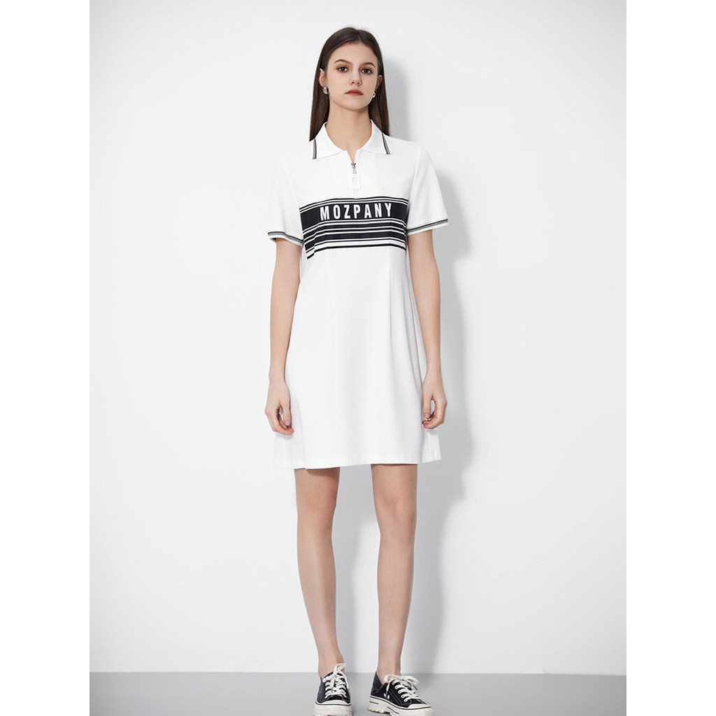 High-End 1,99 Yuan [Mo] gola Polo com nervuras, bloqueio de cores, vestido pequeno solto, vestido de verão, marca, remoç