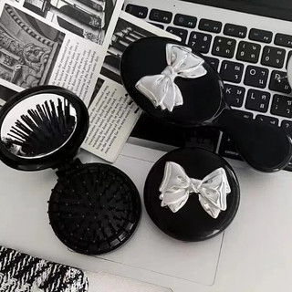 Exquisito Mini Pente Dobrável com Almofada de Ar e Espelho, Ferramenta Portátil de Massagem com Almofada de Ar para Esti