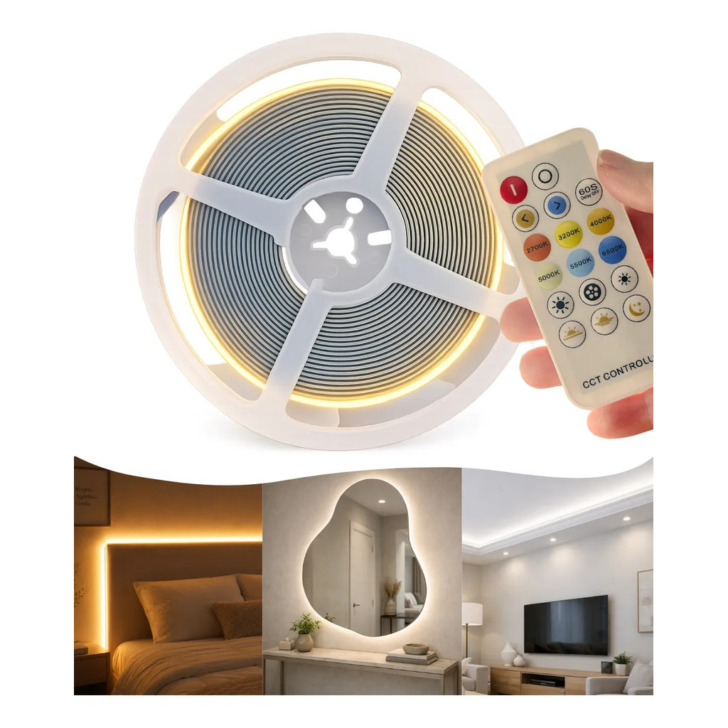 10m Fita De Led Cob 480led Branco Quente Branco Frio Branco Neutro 24v Fonte dimerizavel