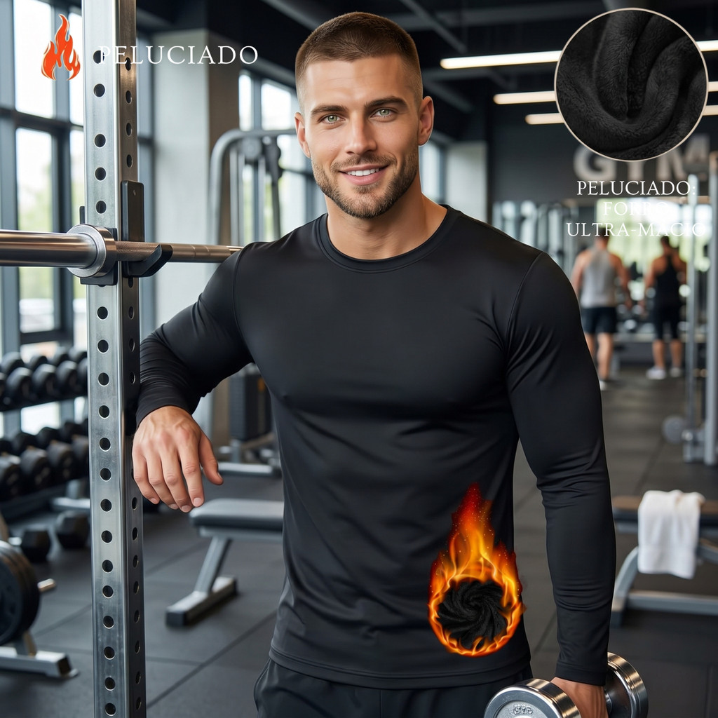 Camiseta Termica Masculina Peluciada Manga Longa Segunda Pele Proteção Maxima Uv50+