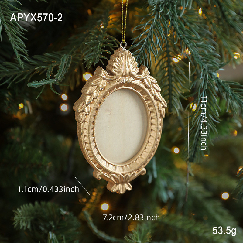 Clássico quadrado Oval barroco moldura de foto natal Mini pequena moldura decoração da árvore de natal