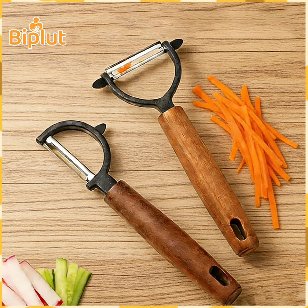 Fatigue Reducing Peeler Skin Scraper Stainless Steel Vegetable with Ergonomic Acacia Wood Handle – Multifunctional Pot