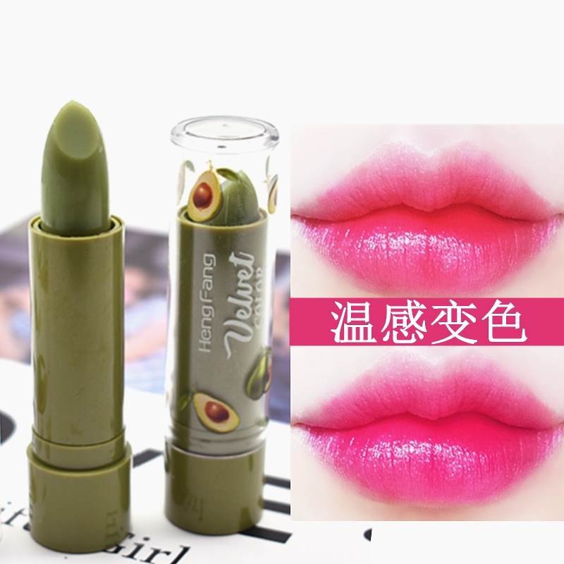 Batom que muda de cor de abacate, bálsamo labial hidratante, não desbota, copo antiaderente, de longa duração, à prova d