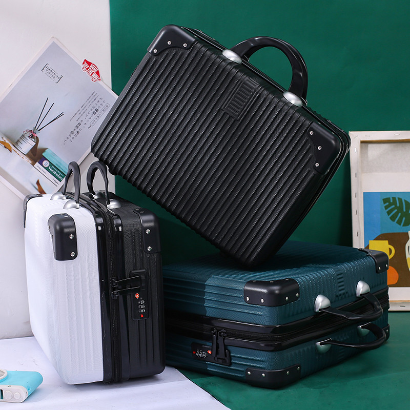 Novo caso cosmético portátil 47cm Retro pequena senha caso 16 Mini caso de viagem leve armazenamento bagagem na moda