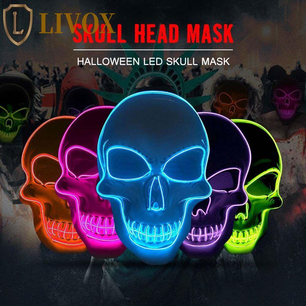 LIVOX Máscara Luminosa LED Flash Light Up Horror Adereços Acessórios Para Festa De Caveira De Halloween