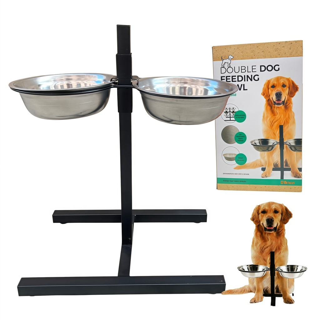 Tigela para animais de estimação, tigela de aço inoxidável para cães e gatos, chão para animais de estimação, quatro pat