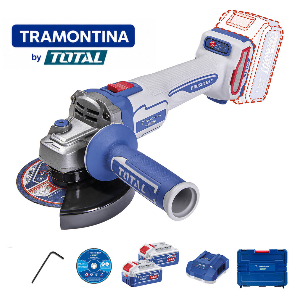 Esmerilhadeira Angular 20V 125mm 1200W Brushless 2 Baterias Tramontina