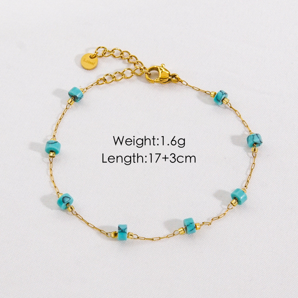 Pulseira nicho pedra Natural pulseira leve luxo banhado a ouro 18K