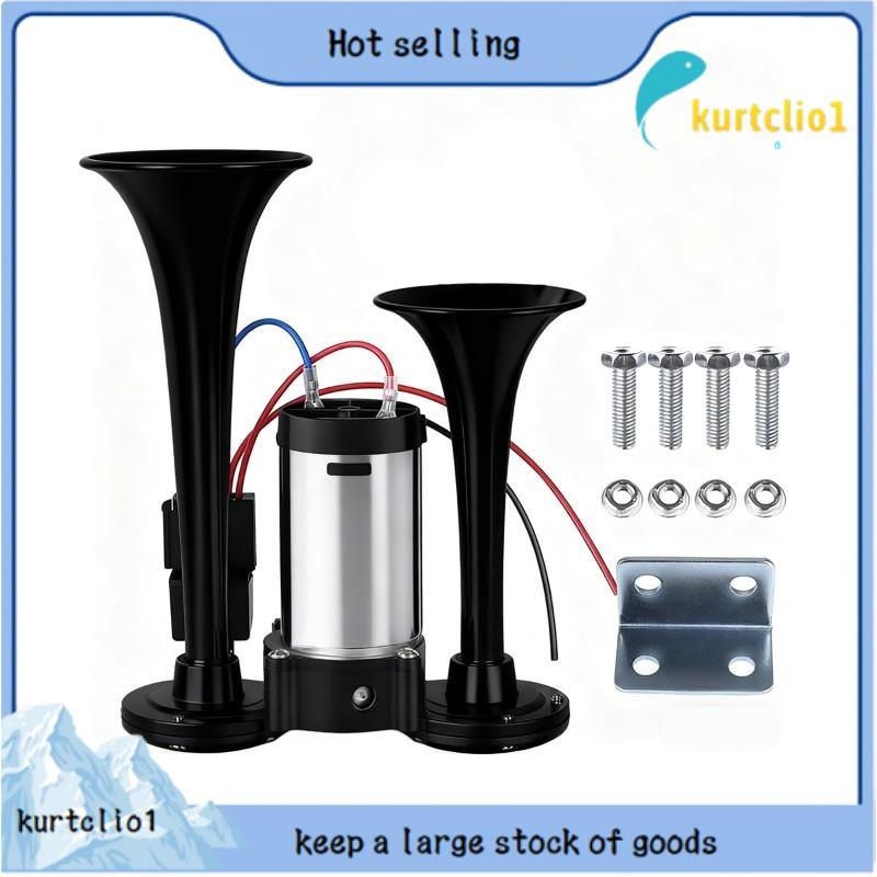 Buzina De Ar Elétrica Para Carro 12V , Dupla Caminhão Trompete Com Compressor , Alto-Falante Universal Barcos De