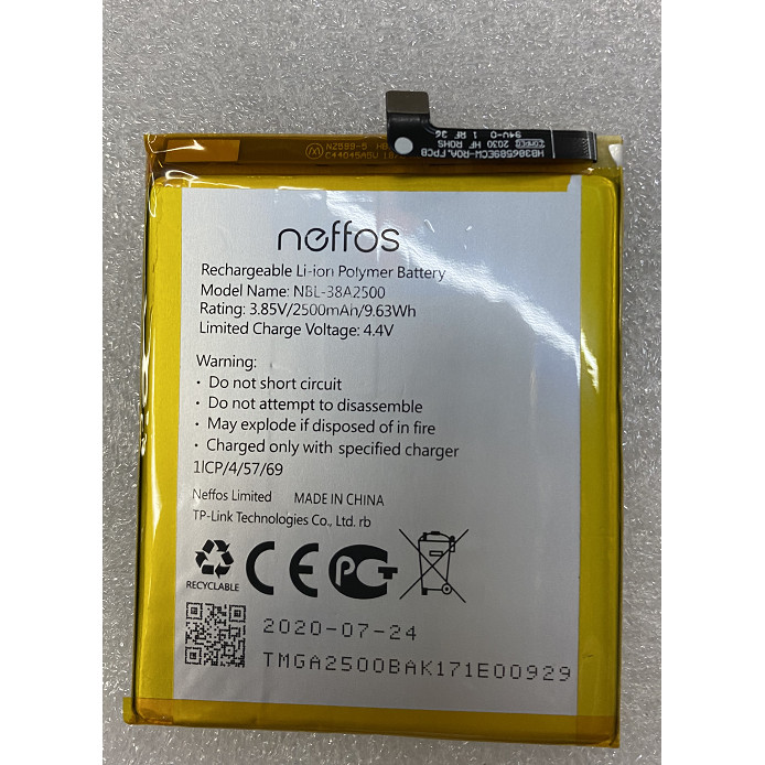 [Estoque pronto] Adequado para bateria General Union/neffos X1 Lite TP904A NBL-38A2500 2500mAh