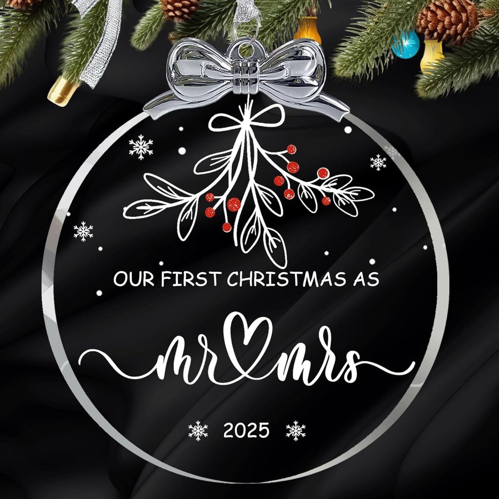Presentes para Casais 2025 - Ornamento de Natal de Cristal para o Primeiro Natal Casados 2025, Ideias de Presente para R