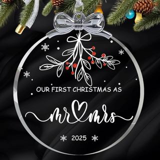 Presentes para Casais 2025 - Ornamento de Natal de Cristal para o Primeiro Natal Casados 2025, Ideias de Presente para R