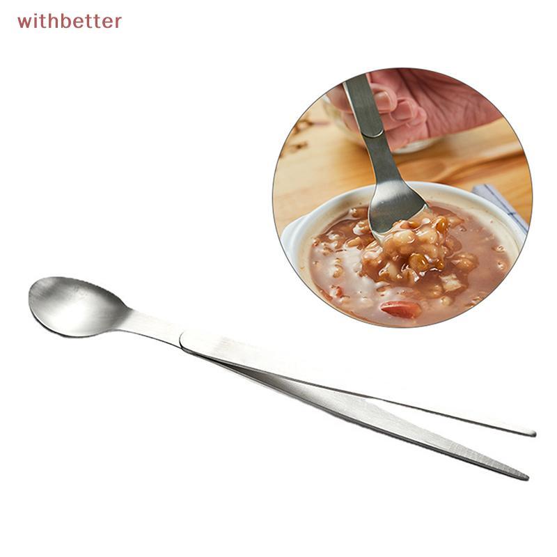 2 Em 1 Pinça De Colher De Aço Inoxidável Dupla Função Para Festa Acessórios De Cozinha Chef Fogão Gadget
