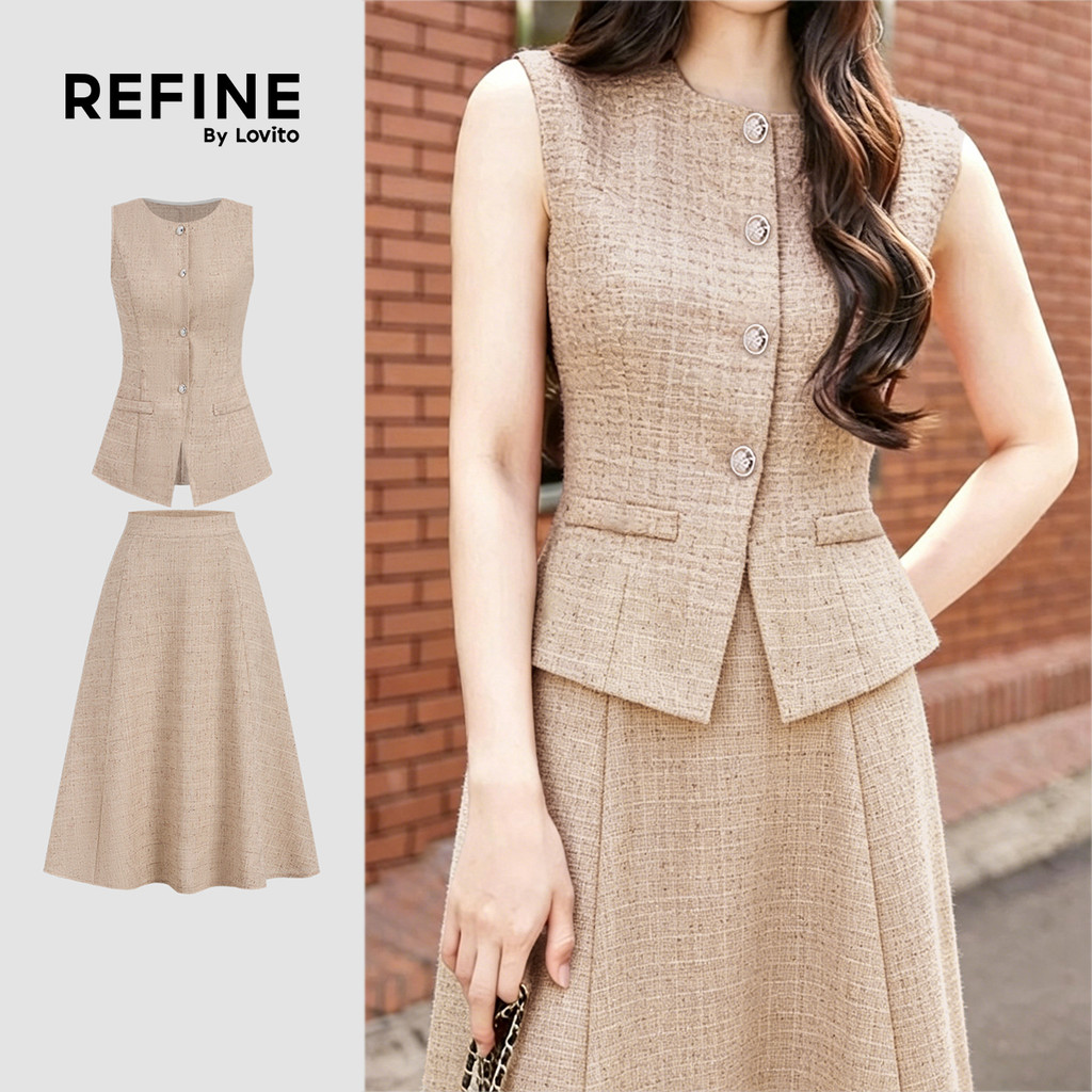 (Refine by Lovito) Elegantes Tops ou Frontal Zíper Top Cáqui Primavera/verão Top