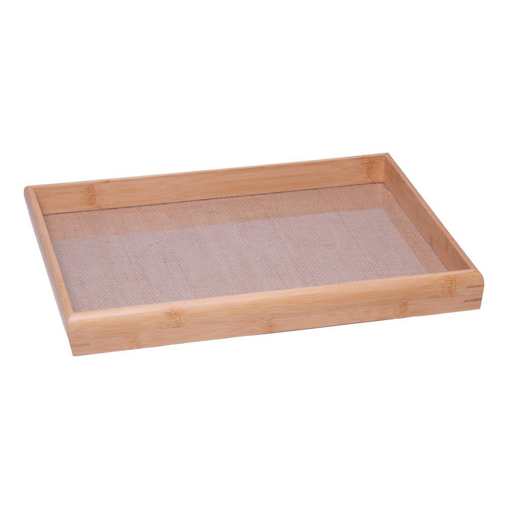 Bandeja Com Sisal Natural 45cm x 30cm 4,5cm Bambu