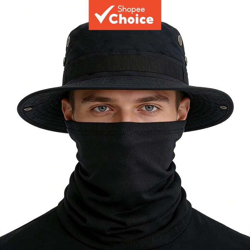 Conjunto 2 peças: chapéu de selva (boonie) + gola de pescoço, 20 cores disponíveis