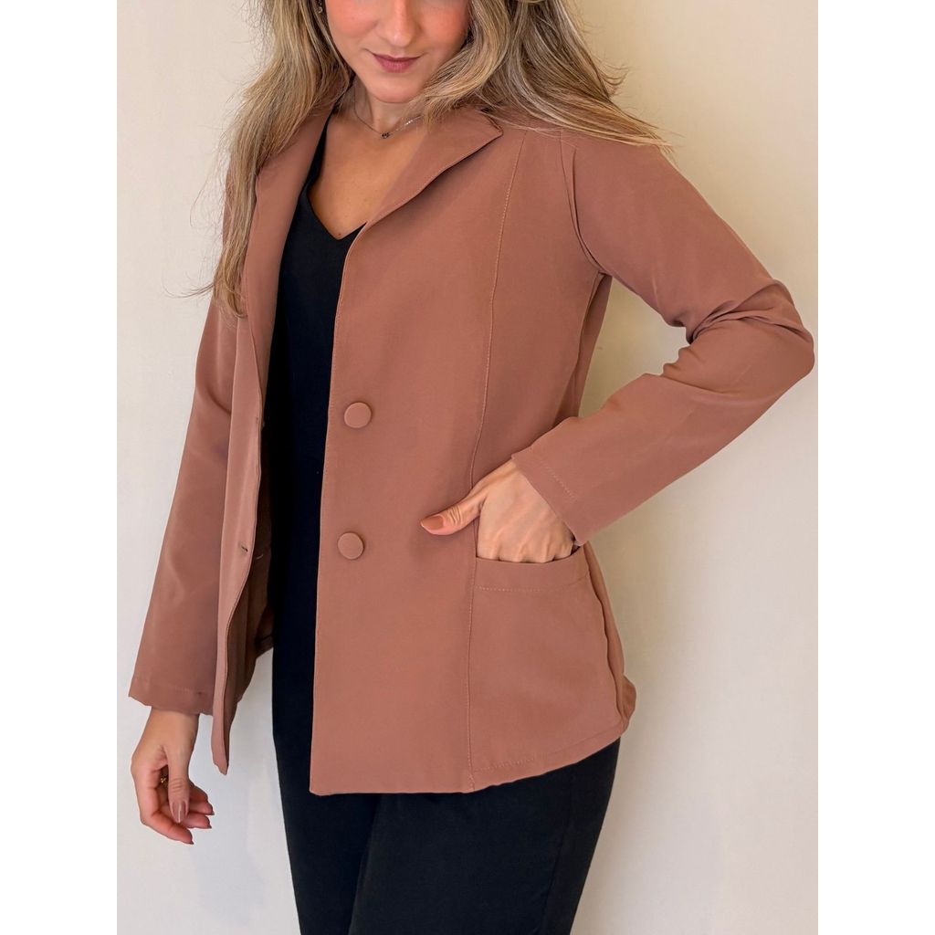 Blazer Feminino Estilo Office Alfaiataria Gênova Casaco Social