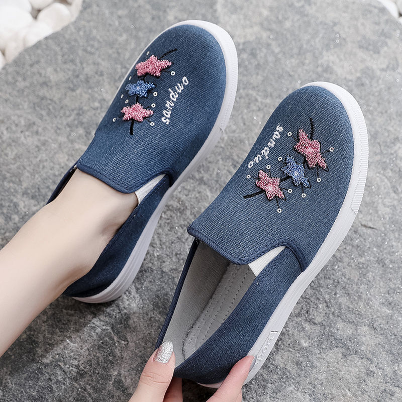 Primavera outono sapatos femininos sapatos planos sapatos casuais sapatos de estudante Denim sapatos de lona tênis femin