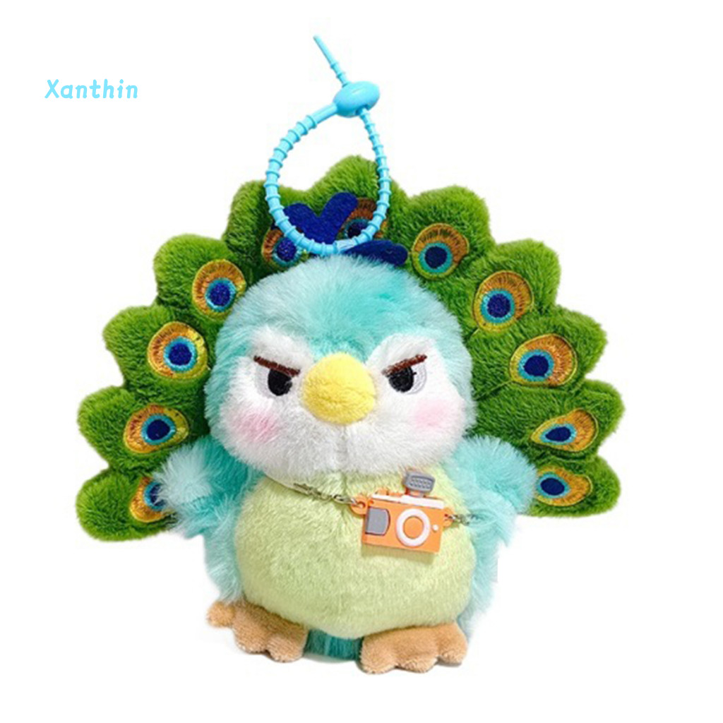 Soft Plush Charm Peacock Pendant Green Keychain – Cute Stuffed Bag Adorable Backpack for Women and Girls Perfect Gift