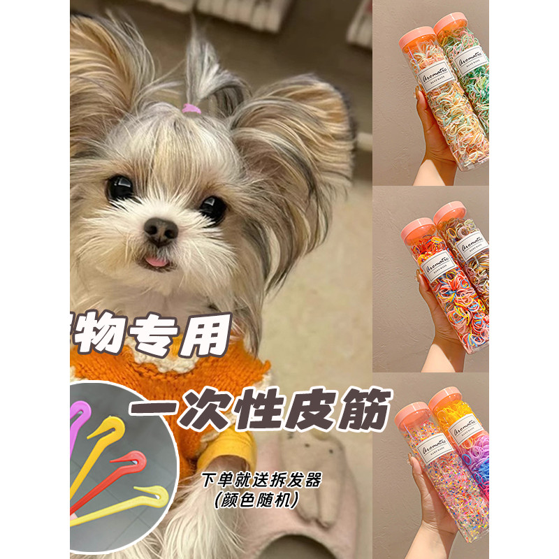 Pet dedicado elástico maltês Yorkshire trança cocar corda de cabelo filhote de cachorro cão borracha corda de cabelo
