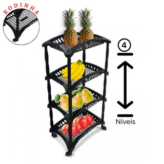 Organizador Fruteira 4 Andares Telado Vertical Preto Arqplast Cozinha Organizador