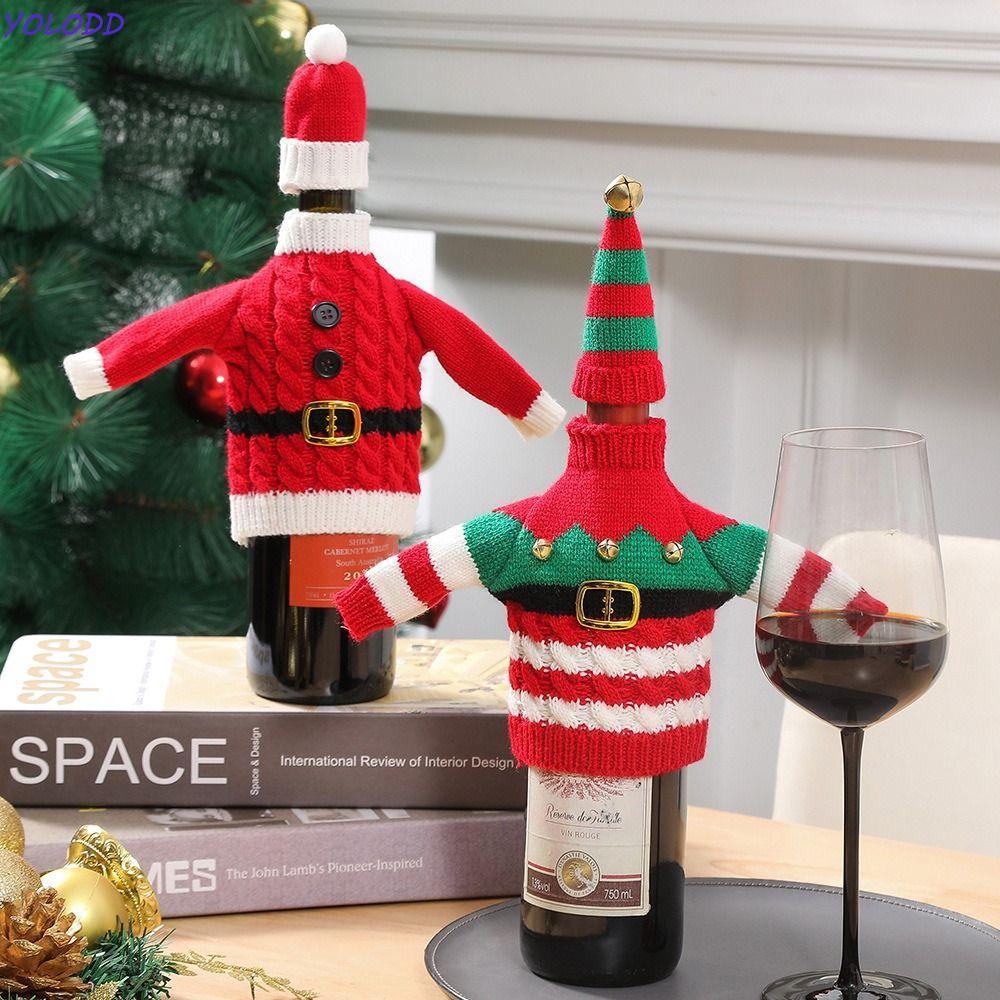 Capa Para Garrafa De Vinho De Natal YOLODD , Vestido Criativo Reutilizável De Tricô , Faça Você Mesmo