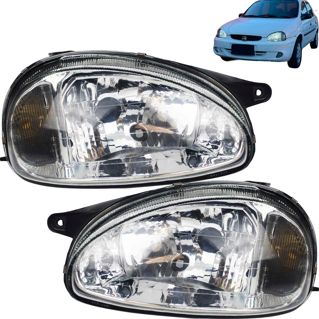 Farol Corsa 2000 20001 a 2010 Cromado Lente Vidro Lisa