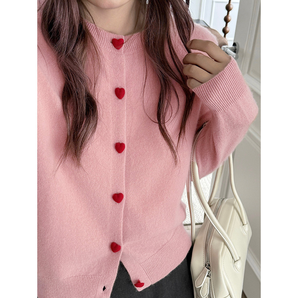 Cardigã com Botão Redutor de Amor para Meninas de Doze Anos, Envoltório de Pescoço Feminino, Novo Estilo, Tricô Longo 35