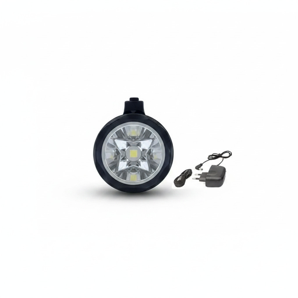 Lanterna Holofote LED T6 Bivolt 30W Recarregável Preto para Pesca Camping Trilha Aventura Resis