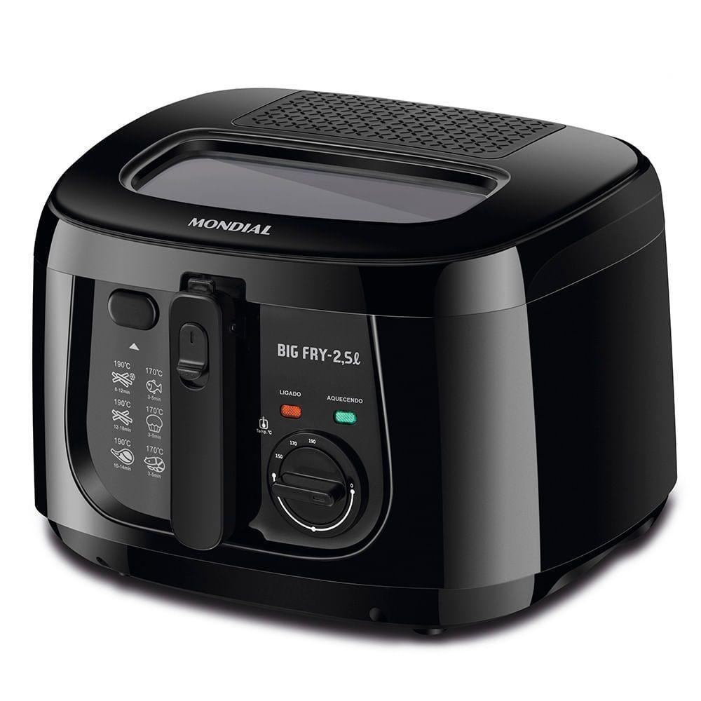 Fritadeira Elétrica com Óleo Mondial FT-07 Big Fry 2,5L Antiaderente Preto 110V