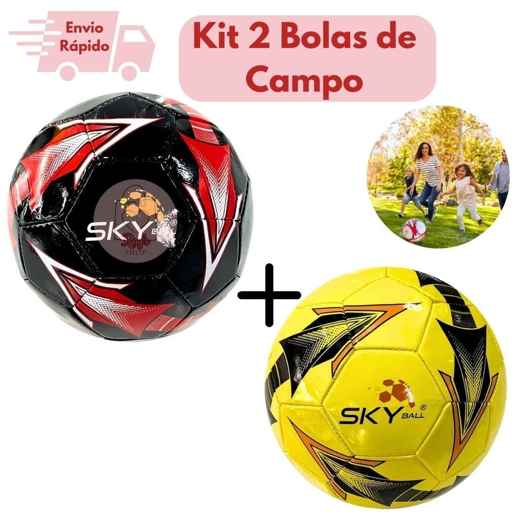 Kit 2 Bolas De Futebol Para Campo Tamanho 5 PVC Cores Sortidas