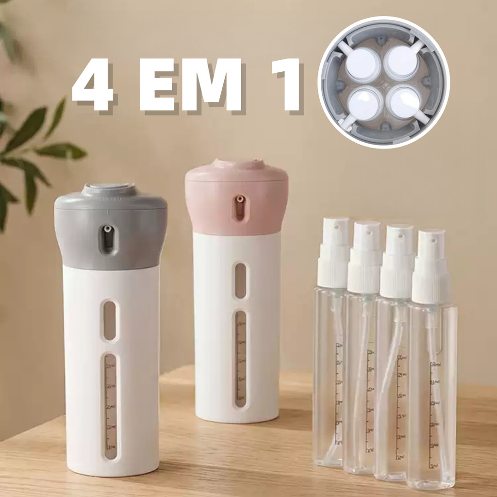 Dispenser 4 em 1 Portatil Kit De Viagens Shampoo Condicionador Cremes Pote Sabonete Líquido Viagem