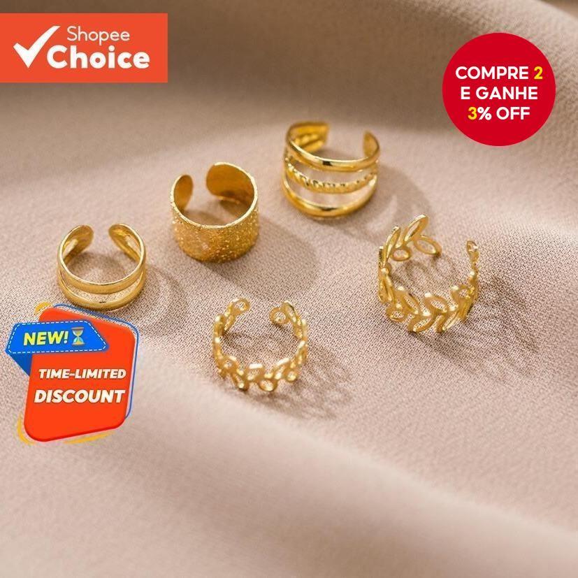 Brincos De Clipe De Ouro Vintage Refinados De 5 Peças – Joias Perfeitas Para Mulheres Sofisticadas
