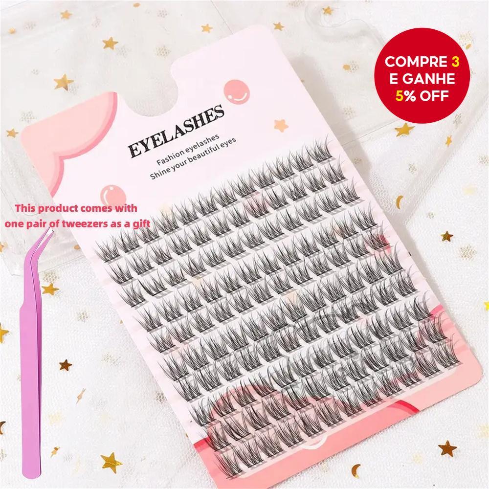 Kit De Cílios Postiços Reutilizáveis C Curl , 10-12 Mm De Espessura Natural , Ferramenta De Maquiagem De Fácil Aplicação
