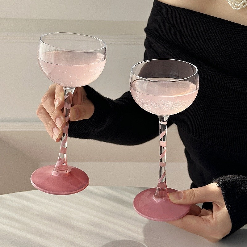 Copo de coquetel de coração rosa de alto valor, taça criativa, vidro de mistura especial, copo de vinho doce, copo de be