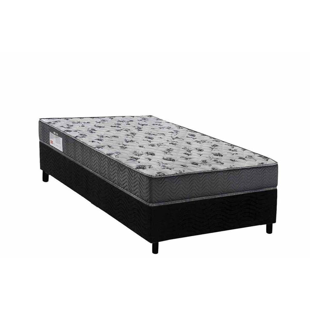 Conjunto Box Solteiro: Colchão Anatômico Ortobom D33 ISO 100 Ultra Firme + Base CRC Suede Black (78x188)