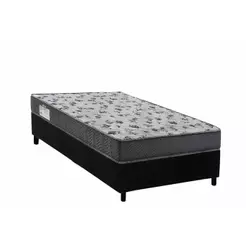 Conjunto Box Solteiro: Colchão Anatômico Ortobom D33 ISO 100 Ultra Firme + Base CRC Suede Black (78x188)