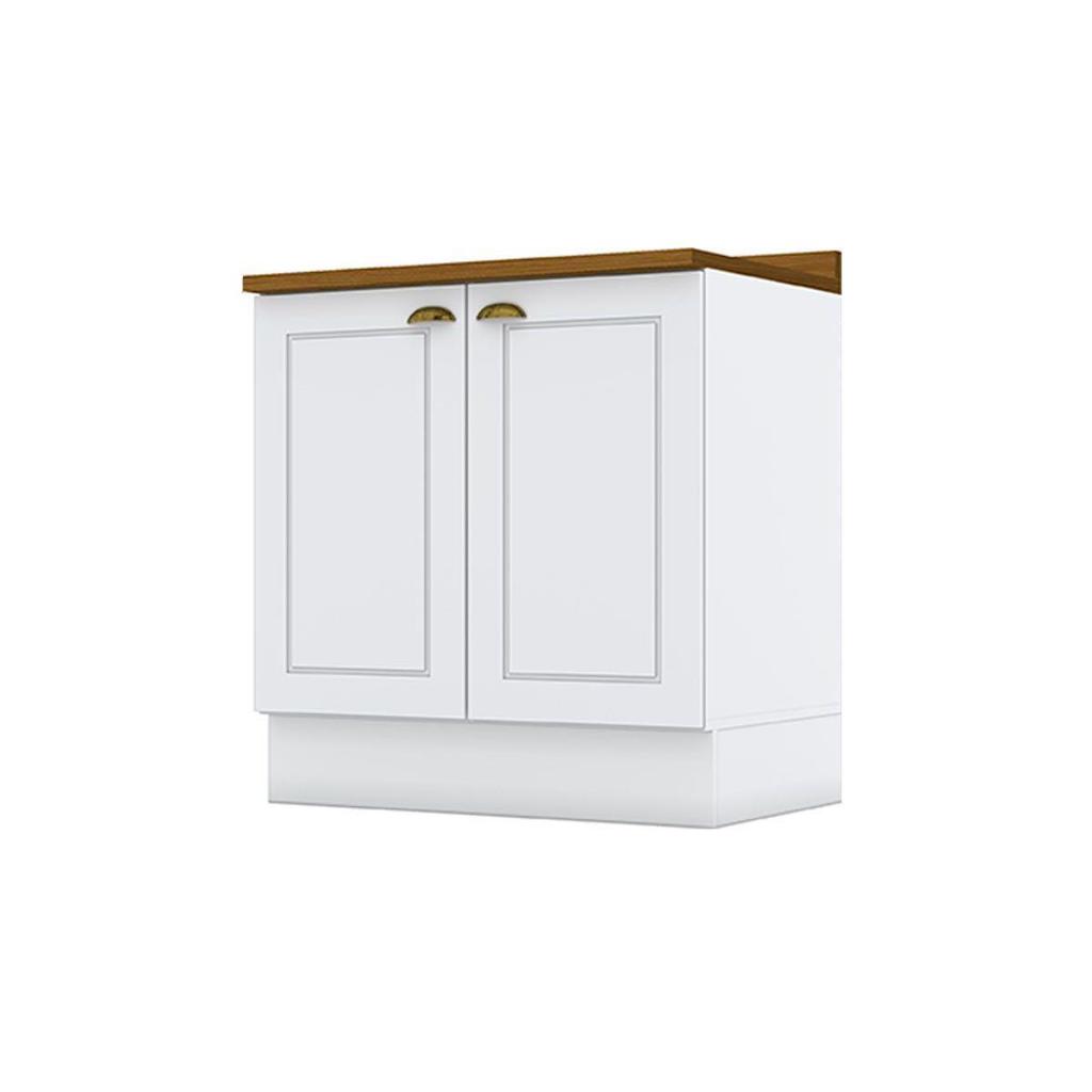 Balcão de Cozinha Modulado c/ Tampo Americana c/ 2 Portas 80cm Branco - Henn