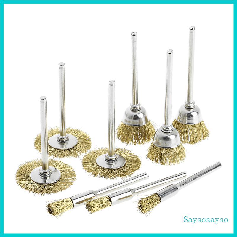 Saysosayso 9 Escovas Fio Escova Latão Moedor Ferramenta Elétrica Rotativa Para Gravador
