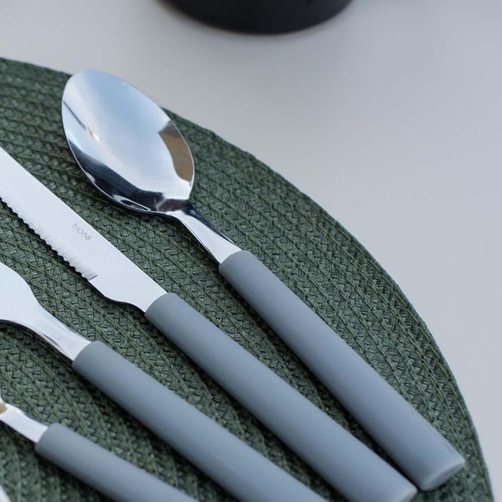 Jogo de 6 Colheres de Mesa Cinza Neutro — imagem 2 de 2