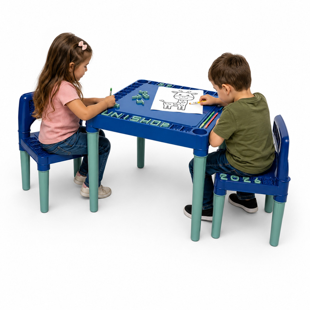 Mesa Didática Mesinha Educativa Com Duas Cadeiras Números e Letras Cadeira Crianças Menino Infantil