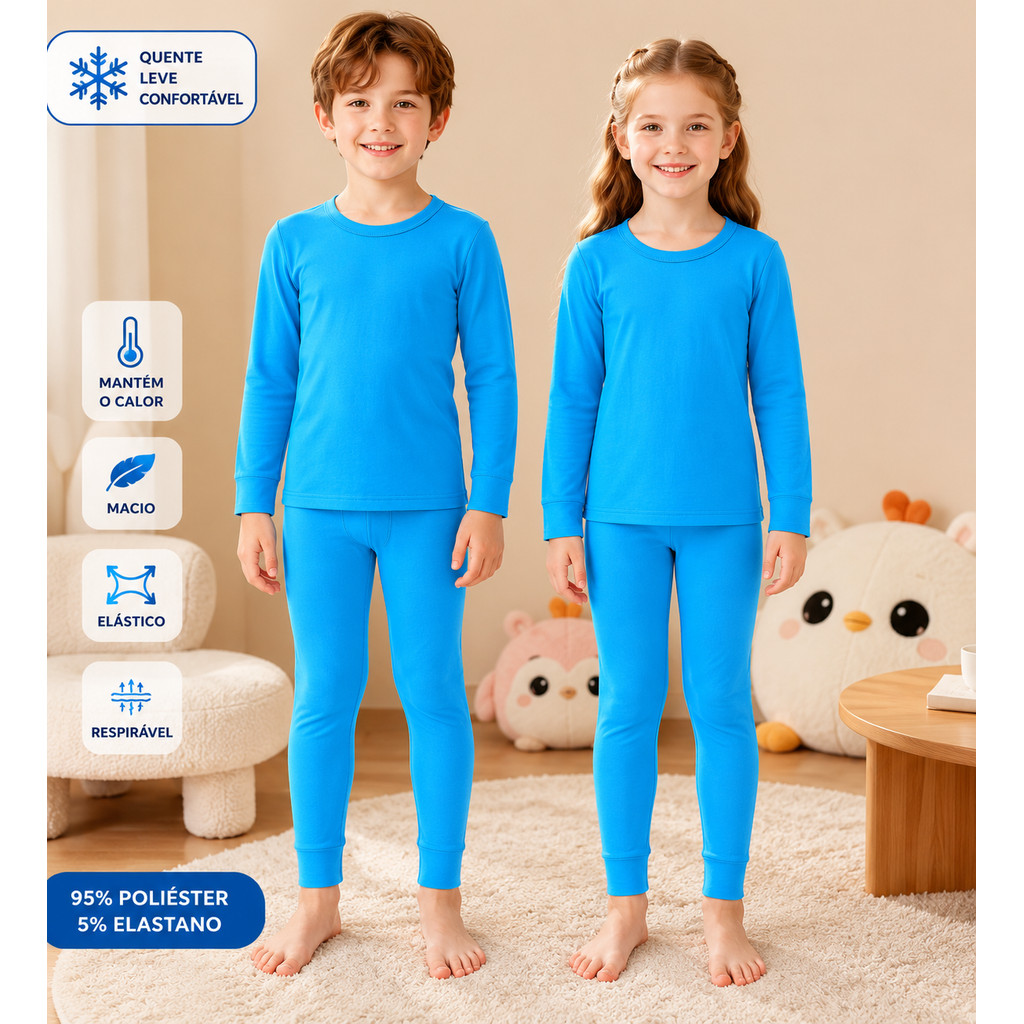 Conjunto BLUSA+CALÇA Térmico Infantil MENINAS E MENINOS – Conforto e Proteção para o Dia Todo 4-10 ANOS